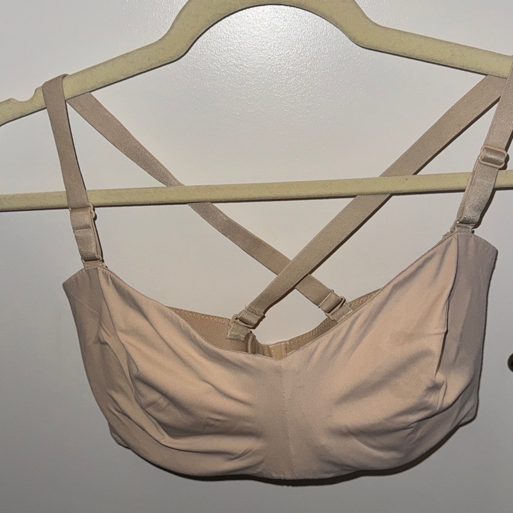 Women's Beige Cross-Back Bra